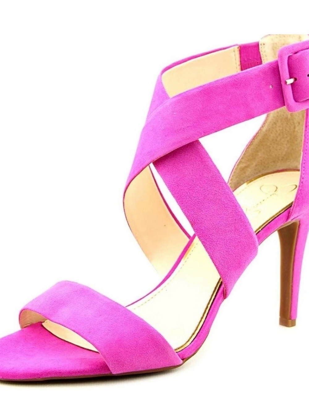 Jessica Simpson Pink Suede Crisscross High Heel Sandals - Women